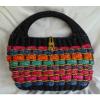 RATTAN MULTI-COLOR HANDBAG BEACH BAG Hot Pink Orange Green Lav Blue Black w/FEET