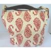 STEPHANIE JOHNSON Beach Ivory Canvas Sea Red Floral Print Hobo Shoulder Bag