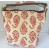 STEPHANIE JOHNSON Beach Ivory Canvas Sea Red Floral Print Hobo Shoulder Bag