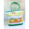 New Shells Print Green White Orange Green Light Blue Fabric Beach Bag Lg Tote