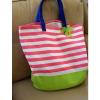 Barnes &amp; Noble PUNCTUATE BOOK BAG Big Canvas BEACH TOTE Shopper Stripe Nautical