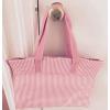 New Lancôme Paris Pink/white Stripe Canvas/vinyl Tote Shopper Beach Bag