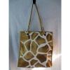 NEW VICTOR Vegan TOTE Shoulder Beach BAG Organizer Shopper GOLD WHITE GIRAFFE L