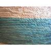 Large Vintage Woven Straw Tote Beach Carry All Hand Bag Teal Round Straw Handles