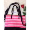 Victoria&#039;s Secret Tote Bag Travel Pink Stripes Black Beach