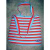 ZIP.IT Large 17 x 16 Tote Beach Shopping Book Bag RED &amp; TURQUOISE BLUE Zippers