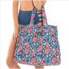 Tori Praver Seafoam Womens New Red Flower Printed Chevron Beach Tote Bag $39.99