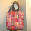 PRETTY! Pink/Turquoise/Yellow/Ivory Madras Plaid Tote/Shopper/Travel/Beachbag.