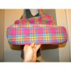 PRETTY! Pink/Turquoise/Yellow/Ivory Madras Plaid Tote/Shopper/Travel/Beachbag.