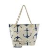 Beach Shoulder Anchor Jumbo Canvas Large Tote Shopping Bag ROPE STRAP Zipper top