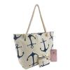 Beach Shoulder Anchor Jumbo Canvas Large Tote Shopping Bag ROPE STRAP Zipper top