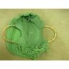 Straw Green Tote Bag With Bamboo Handles Ideal For Beach, Size M