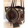 Neiman Marcus 2015 Shopping Beach Summer Tote Bag White Black Orange Geometric