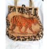 Burlap Beachbag  Animal Print Handbag Purse Jute Large Tote 15X16 in.