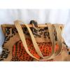 Burlap Beachbag  Animal Print Handbag Purse Jute Large Tote 15X16 in.