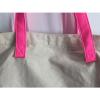 VICTORIA&#039;S SECRET Beach Shopper Tote Bag Purse PINK TAN CANVAS