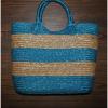 Ralph Lauren Straw Beach or Shoulder Bag Tote Blue and Tan Striped