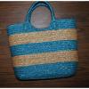 Ralph Lauren Straw Beach or Shoulder Bag Tote Blue and Tan Striped