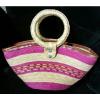 Tote Bag Beach Summer Straw with full Zipper Natural Straw+Pink Colors!