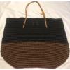 Merona Woven Beach Shopper Bag Tote Leather Straps Big 100% Paper NWT  Brown Blk