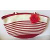 Summer Women Soft Flower Woven Handbag Shoulder Beach Bag Tote Red/Ivory