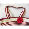 Summer Women Soft Flower Woven Handbag Shoulder Beach Bag Tote Red/Ivory