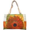 Floral Eclipse Sunflower Jute  Beach Bag Tote