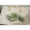 Large Tropical Palm Fern Print White tote Shoulder Bag Rope Handle Beach Sand