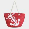 Designer Inspired Red Nautical Print Paper Straw Zip Beach Tote Bag 333219