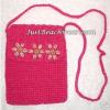 Fuchsia Beach Purse Bag Cowry Shell Flower Pink