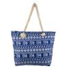 Lux Accessories Blue and White Elephant Printed Summer Vacation Beach Bag Tote