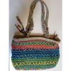 Cappelli Straworld Bright Multi Color Crochet String Purse Tote Beach Bag Beads