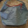 LANCOME Hobo Blue White Red Zipper Stripe Duffel Tote Beach Bag Large NWOT! NICE