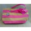 Ulta Beauty Pink Tan Striped Tote Bag Handbag Purse Large Fashion Womens Beach