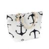 Handbag Beach Bag Tote nautical pattern ivory canvas rope straps anchor