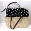 Polka Dot womens Beach Bag Purse Handbag woven straw shoulder summer shopping