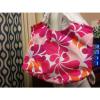 NWOT CLINIQUE Pink Orange White Flower Floral w/Rope Summer Tote Beach Bag