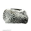 Womens Black White Leopard Cheetah Beach Canvas Tote Shopper School Travel Bag