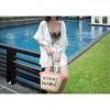 Women&#039;s handmade woven summer beach straw bag with pom poms emboridery tassel