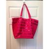 Victoria&#039;s Secret Pink Sequined Striped Canvas Tote Sequin Beach Bag New!