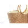 Women&#039;s handmade boho bohemian summer beach round straw bag with round handles