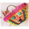 Women&#039;s handmade summer beach straw bag boho bomian bag with pom pom tassels