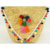 Women&#039;s handmade beach straw shoulder bag boho bohemian handbag with pom poms