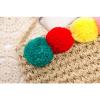 Women&#039;s handmade summer beach small straw cross body bag with colorful pom poms