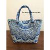 Indian Handmade Mandala Shopping Purse Cotton Beach Bag Large Tote Blue Bag