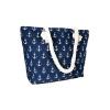 Navy Blue Durable Canvas Nautical Anchor Print Beach Tote Should Bag NEW