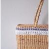 Natural Straw Woven Tote Bag Handbag Beach Bag Boho Vintage Hippie Fabric Ribbon