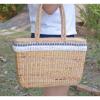 Natural Straw Woven Tote Bag Handbag Beach Bag Boho Vintage Hippie Fabric Ribbon