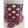 NEW 100% HANDMADE WAYUU MOCHILA TOTE drawstring beach WHITE RED BLUE FRINGE BAG