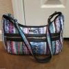 Beach You Fill Me With Joy Blue Purple White Abstract Shoulder Bag Purse NWOT